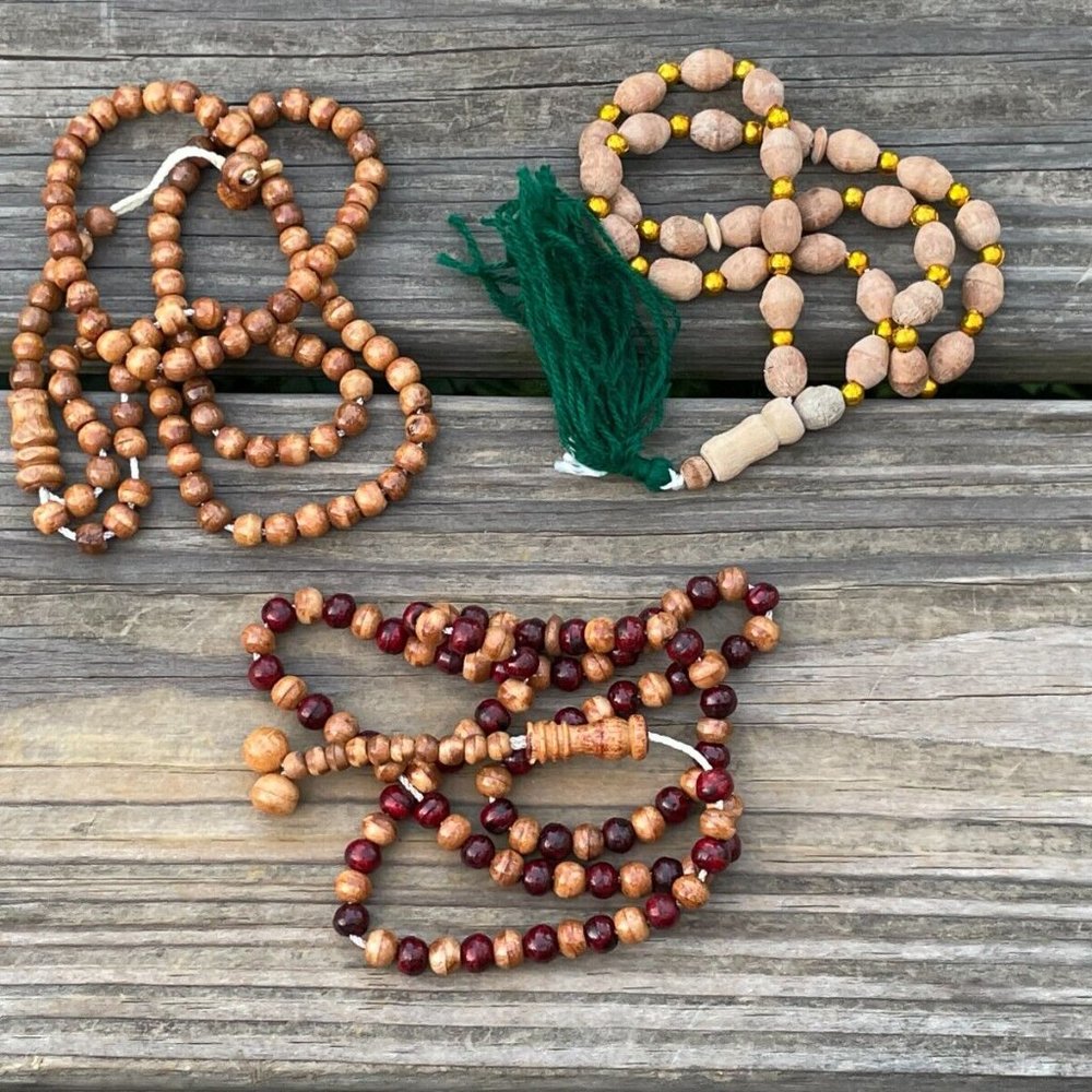 Set of 3 Pray Beads Handmade Tasbeeh Brown Real Wood Beads Tasbeh lot of 3
